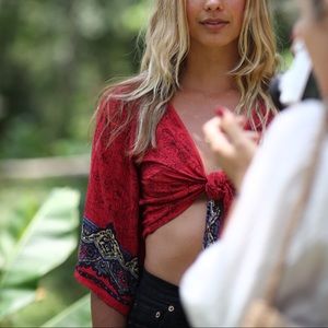 Boho tie front blouse with beautiful pattern